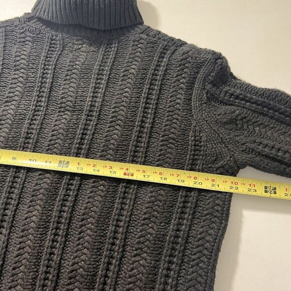 Allsaints Turtleneck Sweater Womens S Wool Cable Knit Fisherman Chunky Heavy - Picture 5 of 5
